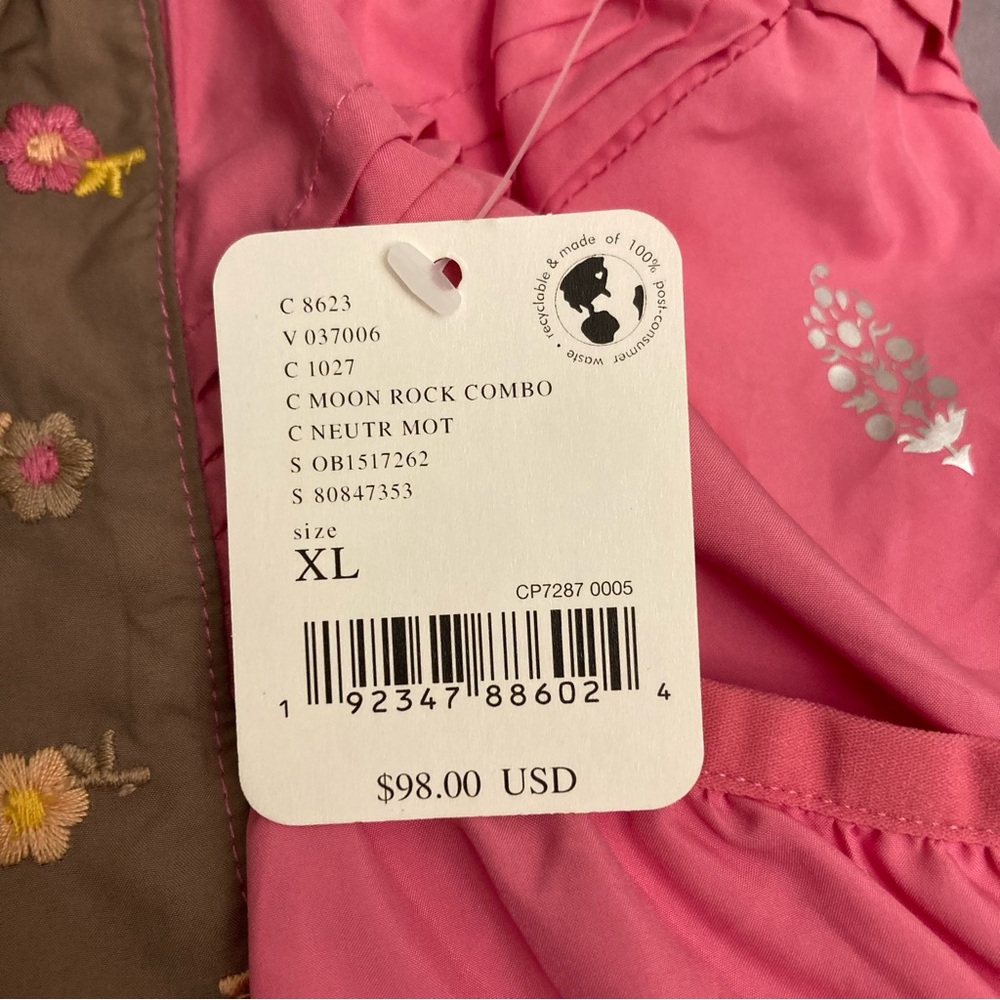 Free People Get Your Flirt On Embroidered Shorts Brown Pink Floral XL NWT - Picture 3 of 11